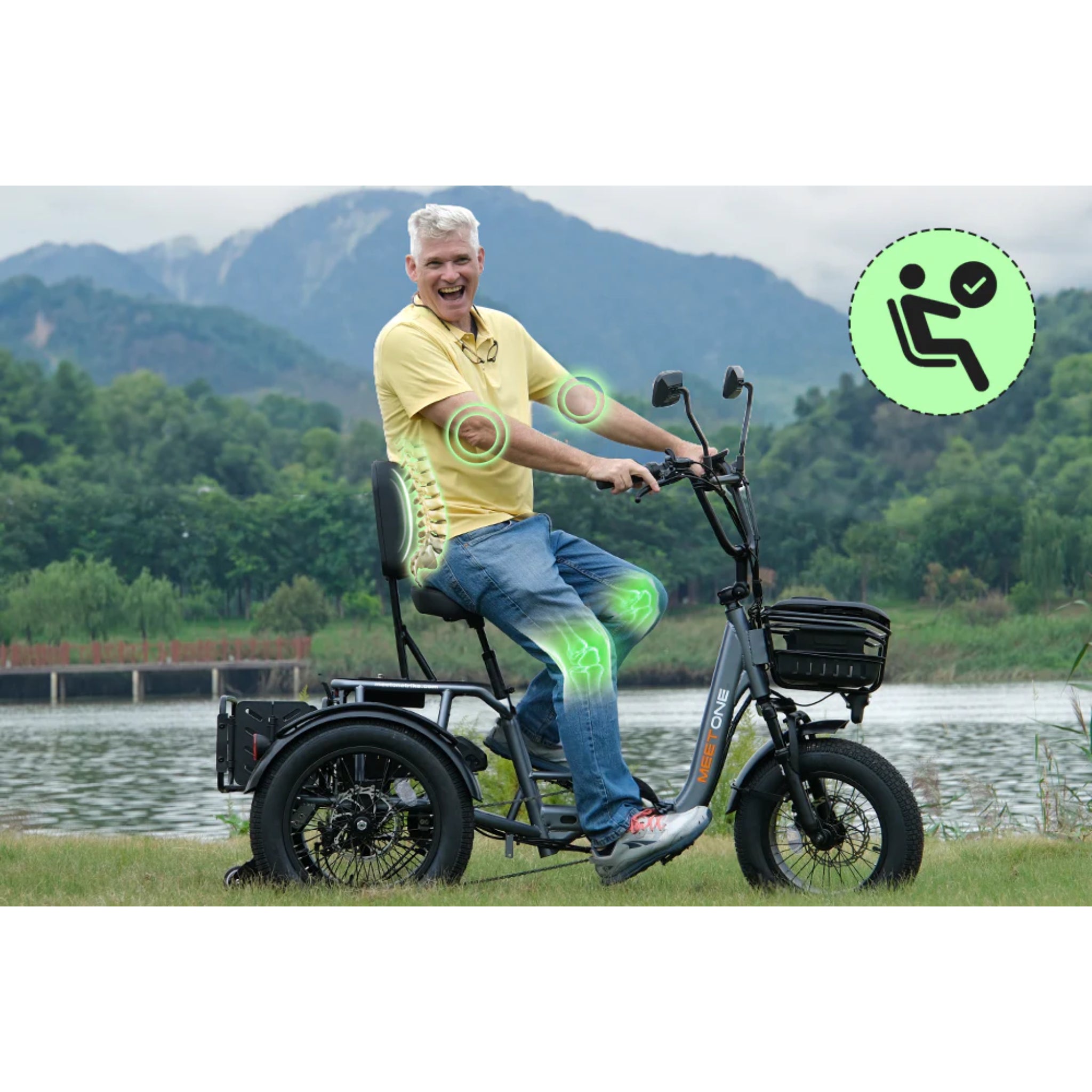 MEET ONE - Breeze Pro, Fat Tire Folding Electric Trike 20Ah/960Wh 22 MPH