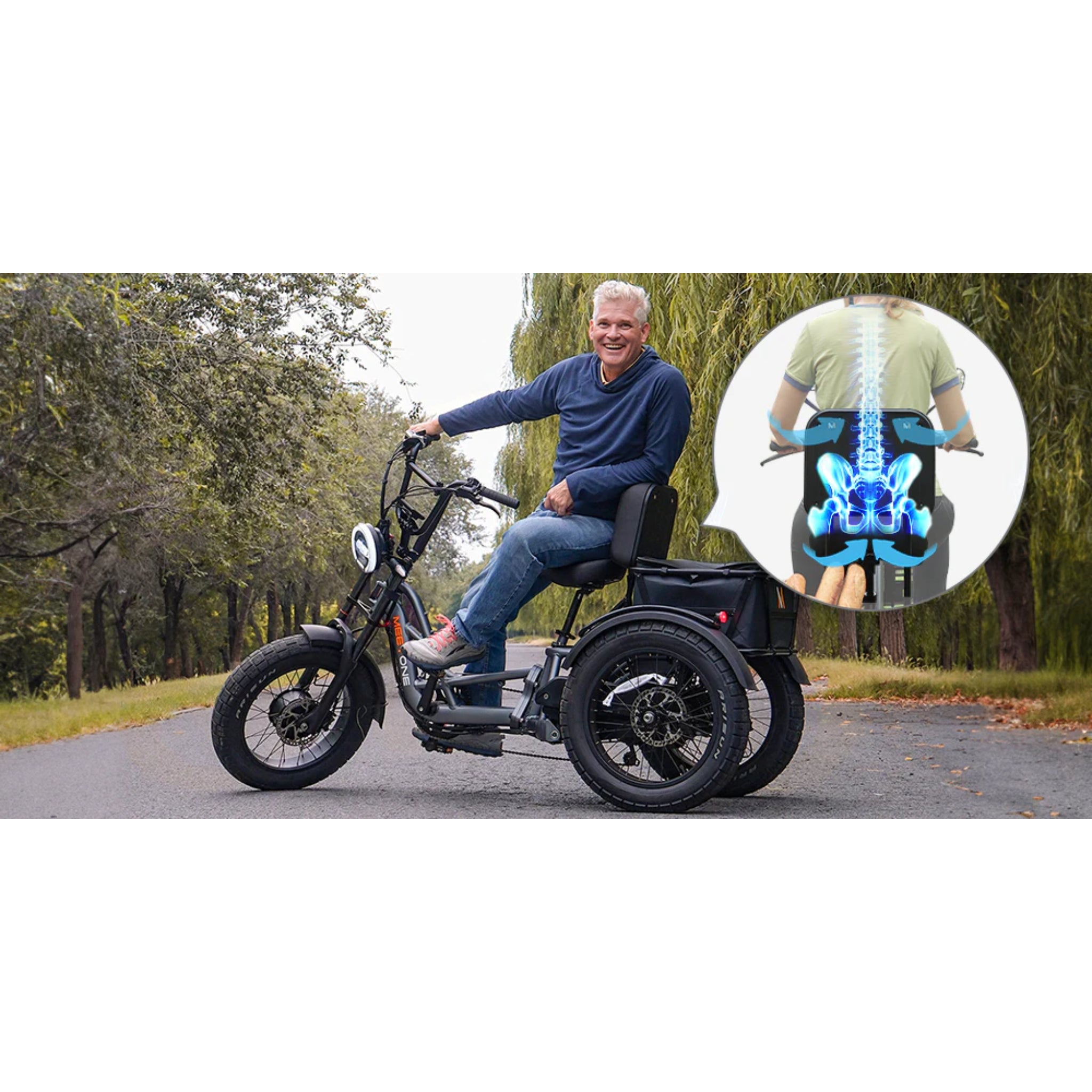 MEET ONE - Tour Lite, Full Suspension Electric Trike 20Ah/960Wh 22 MPH