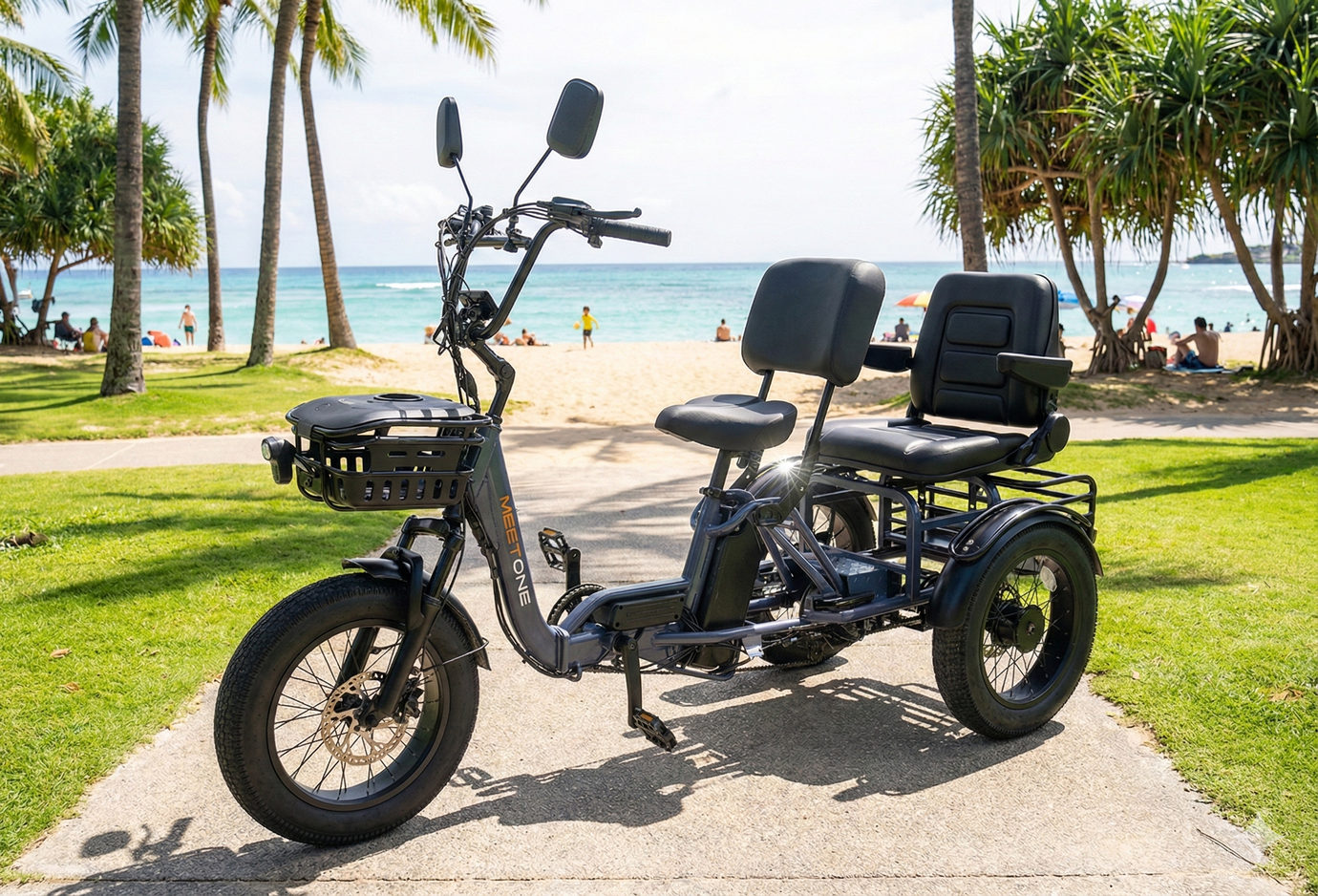 Rear passenger seat on Meet One electric trike.