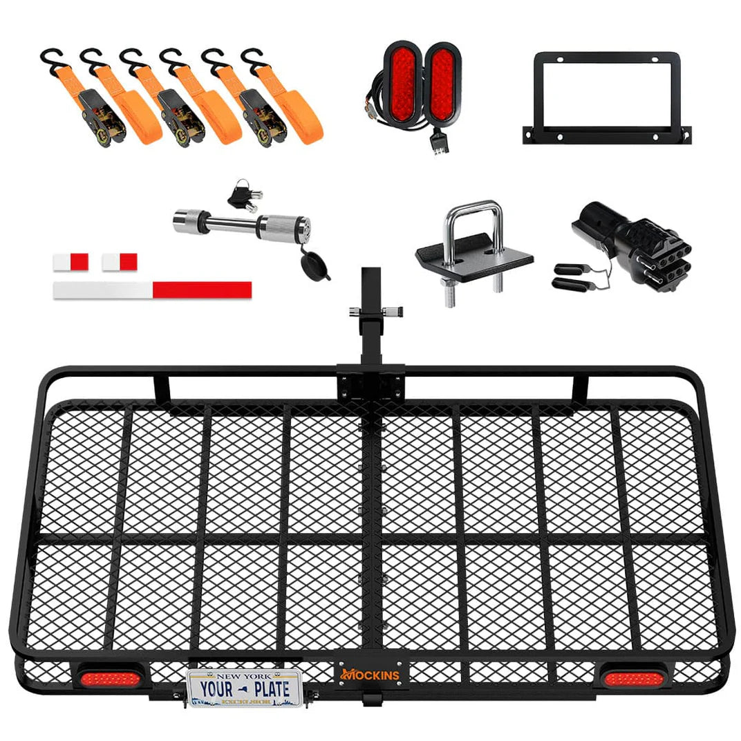 MOCKINS - 72"x 36"x 6" XXL Hitch Carrier Rack + Rear Lights