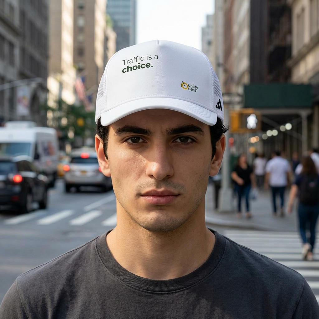 ADIDAS - Trucker Hat, Quality Quest Bikes - Traffic is a Choice