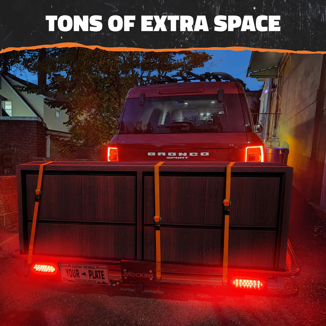 MOCKINS - 72"x 36"x 6" XXL Hitch Carrier Rack + Rear Lights