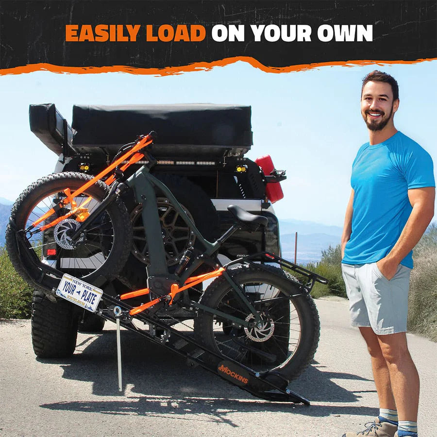 MOCKINS - 83" Heavy Duty Dirt Bike & E-Bike Hitch Carrier & Tilting Loading Ramp