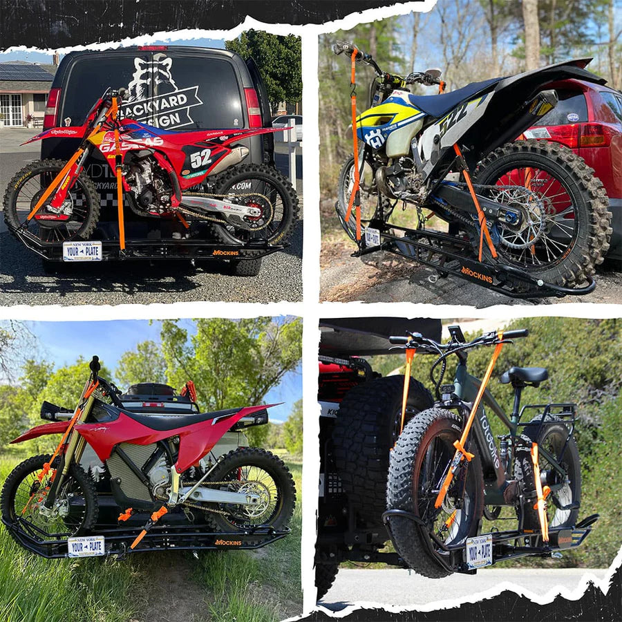 MOCKINS - 83" Heavy Duty Dirt Bike & E-Bike Hitch Carrier & Tilting Loading Ramp