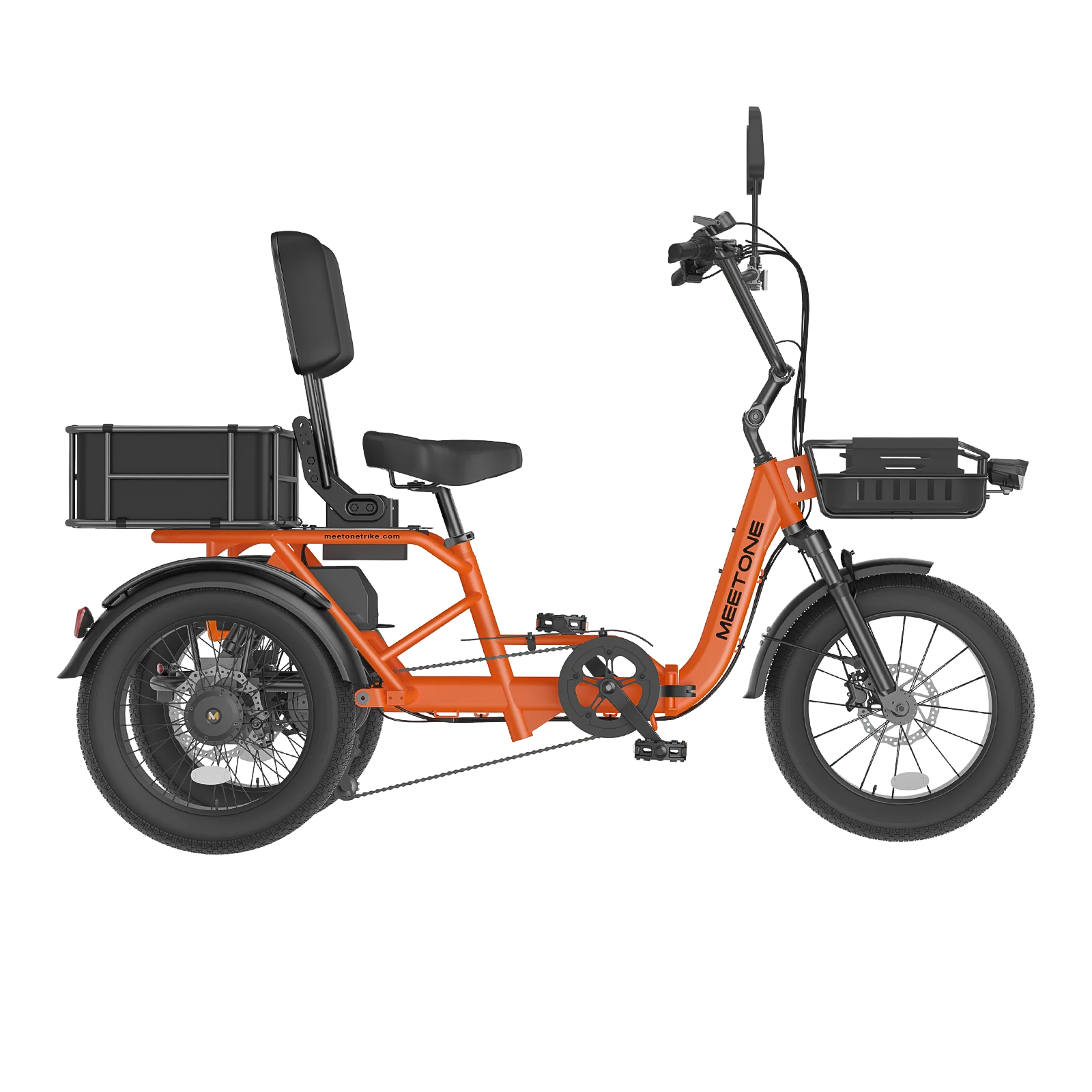MEET ONE - Breeze 2.0, Full Suspension Fat Tire Folding Semi-Recumbent Electric Trike 15Ah/720Wh 20 MPH