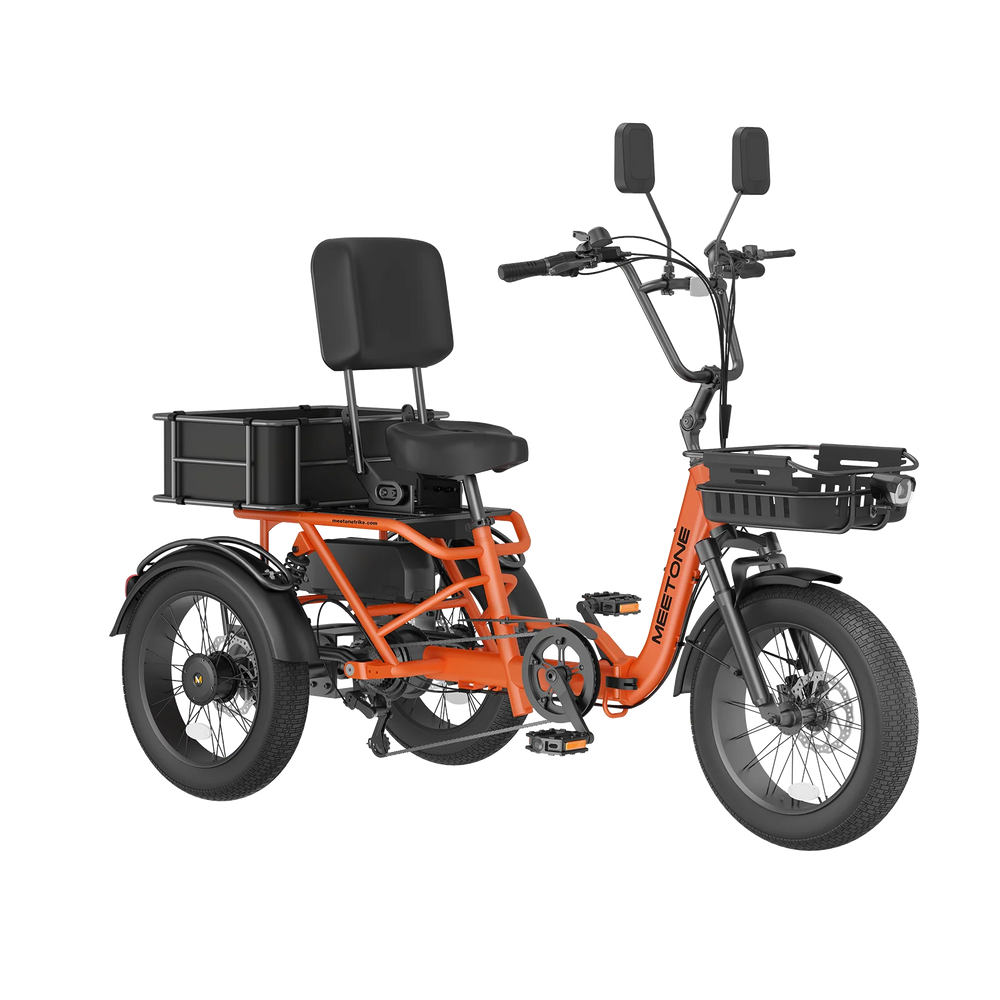 MEET ONE - Breeze 2.0, Full Suspension Fat Tire Folding Semi-Recumbent Electric Trike 15Ah/720Wh 20 MPH