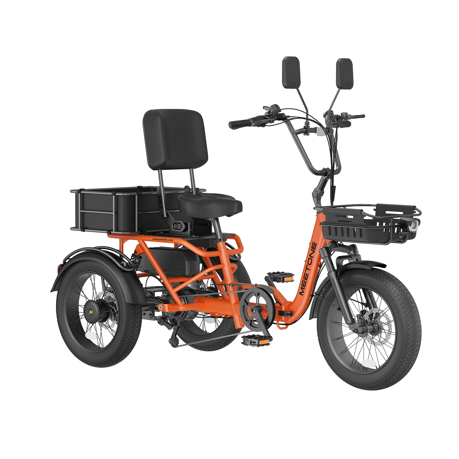 MEET ONE - Breeze 2.0, Full Suspension Fat Tire Folding Semi-Recumbent Electric Trike 15Ah/720Wh 20 MPH