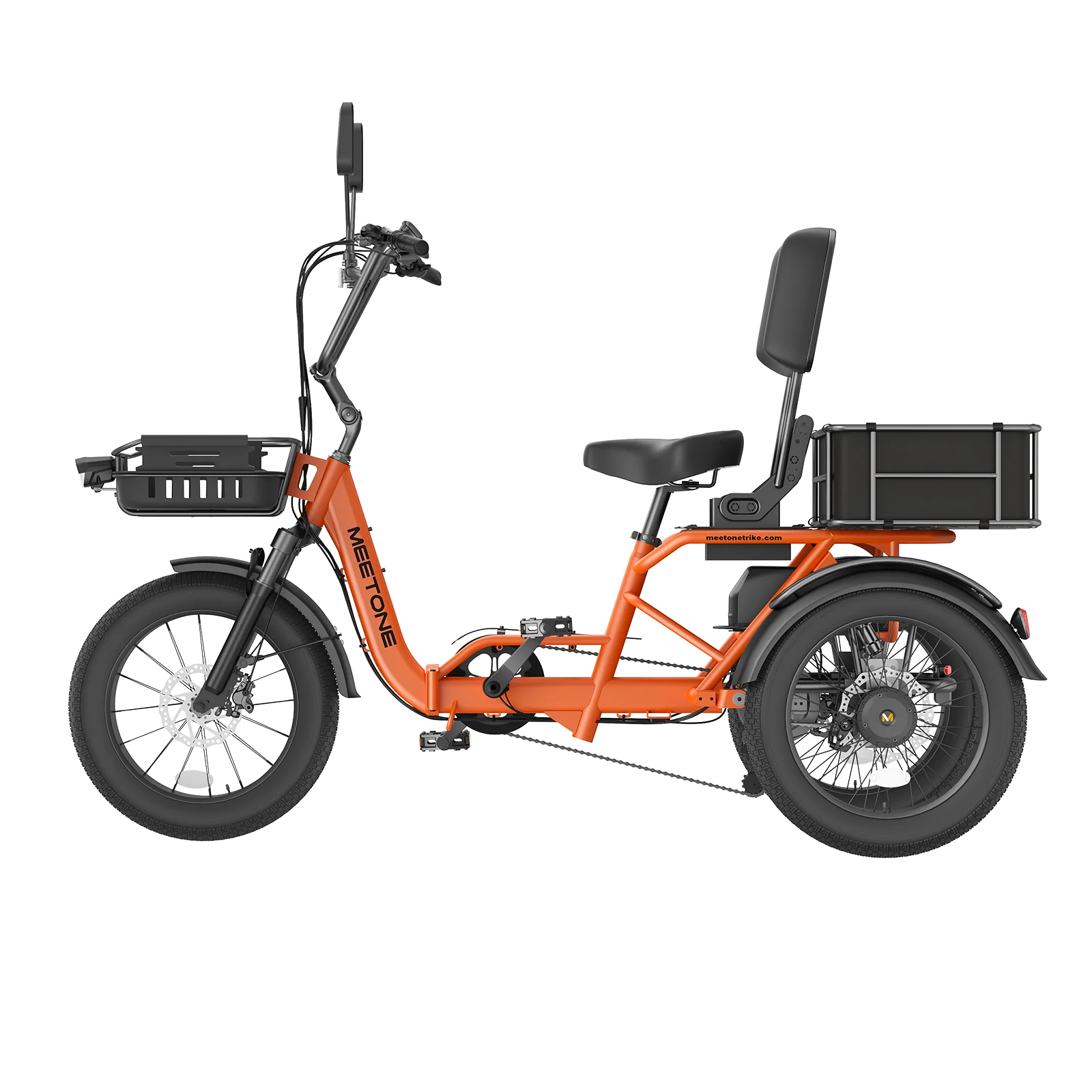 MEET ONE - Breeze 2.0, Full Suspension Fat Tire Folding Semi-Recumbent Electric Trike 15Ah/720Wh 20 MPH