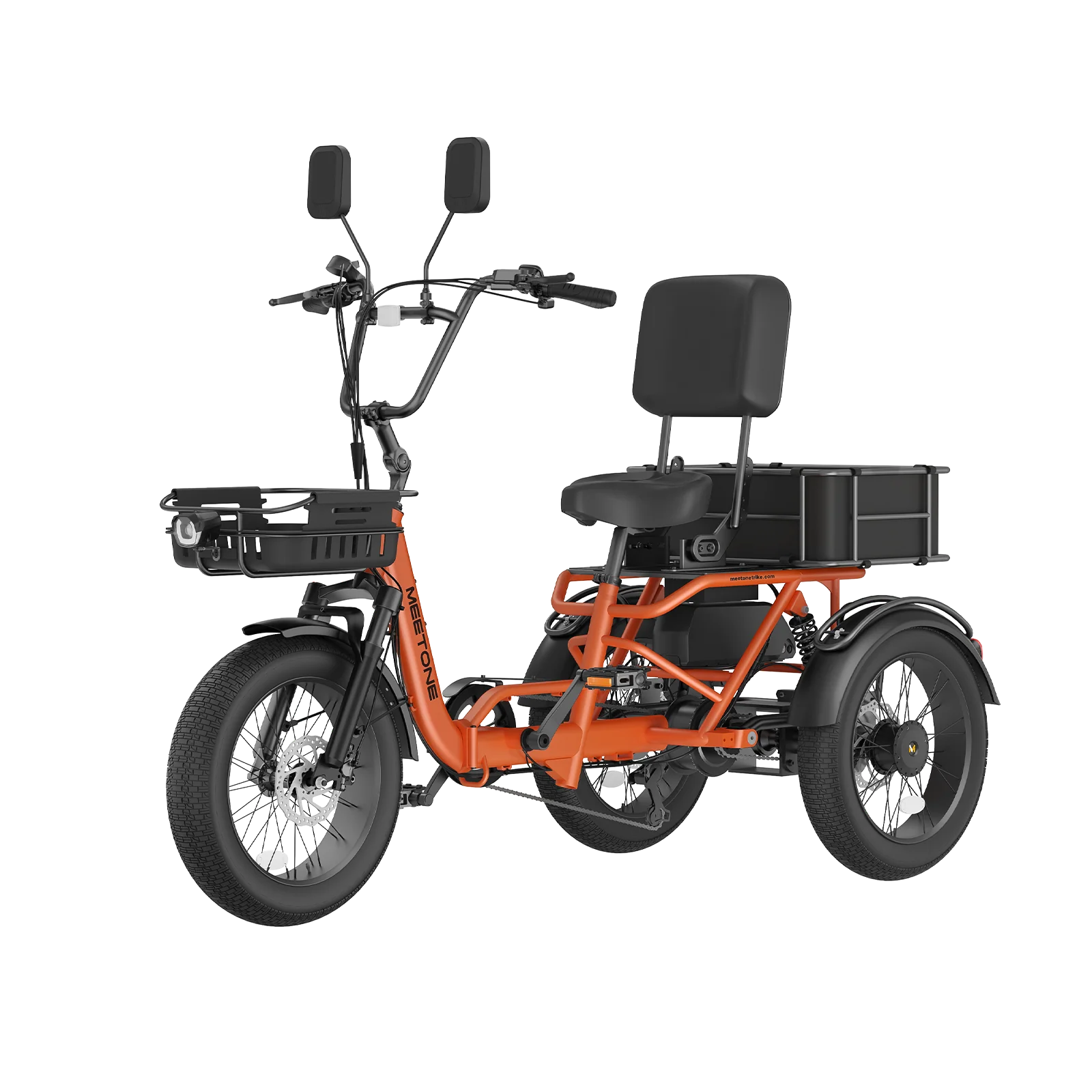 MEET ONE - Breeze 2.0, Full Suspension Fat Tire Folding Semi-Recumbent Electric Trike 15Ah/720Wh 20 MPH