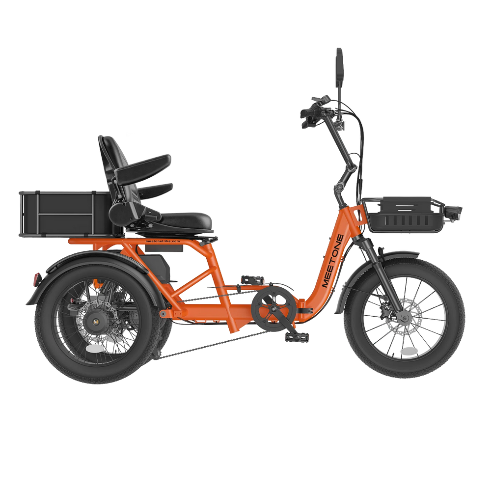 MEET ONE - Breeze 2.0, Full Suspension Fat Tire Folding Semi-Recumbent Electric Trike 15Ah/720Wh 20 MPH