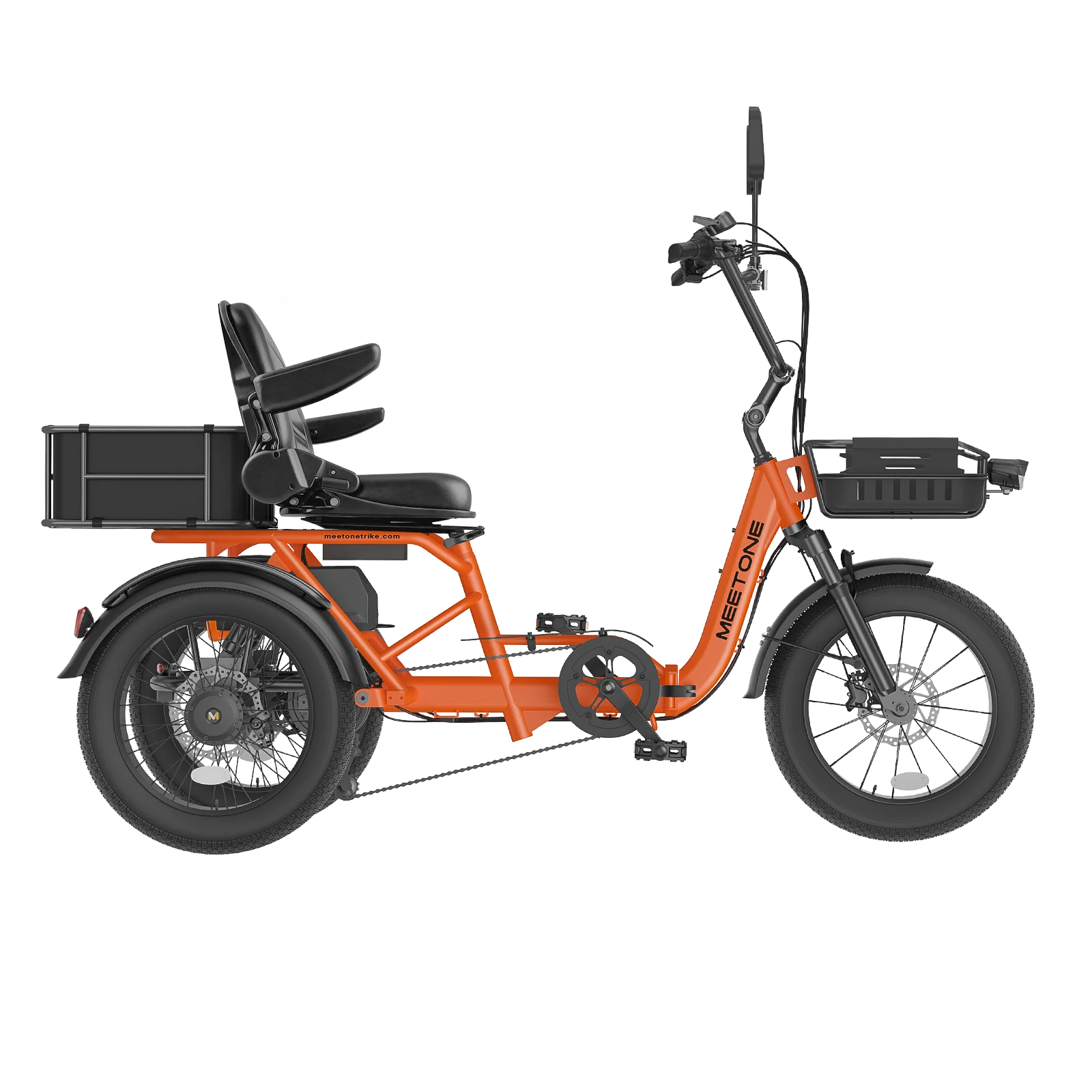 MEET ONE - Breeze 2.0, Full Suspension Fat Tire Folding Semi-Recumbent Electric Trike 15Ah/720Wh 20 MPH