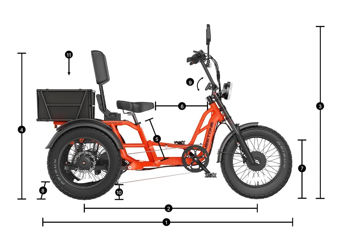 MEET ONE - Tour 2.0 Dual Motor Semi-Recumbent Electric Trike 50Ah 25 MPH