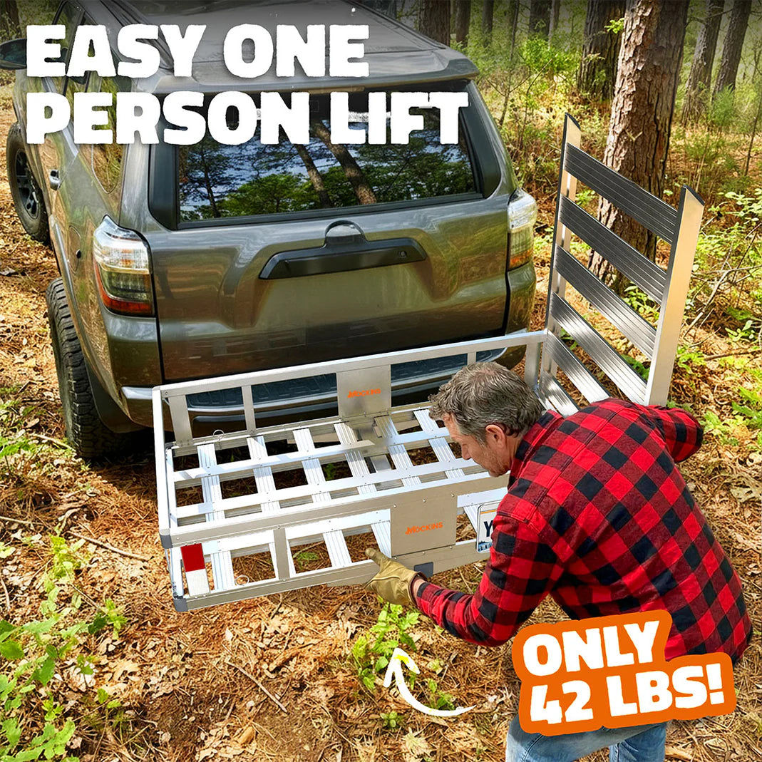 MOCKINS - 50"x29"x8" Aluminum Hitch Carrier with Ramp for Wheelchairs and Mobility Aid Devices