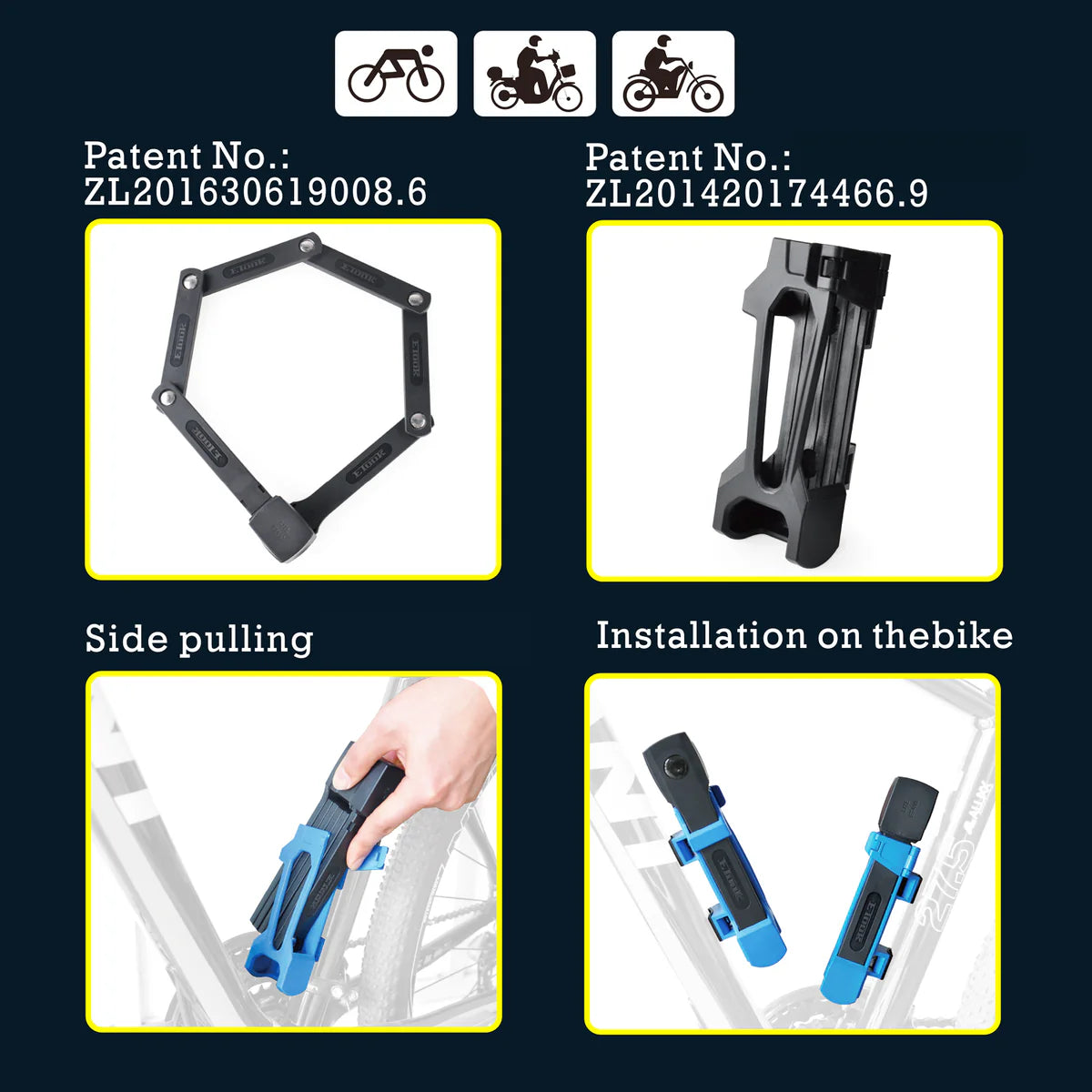 NAKTO - Foldable Bike Lock