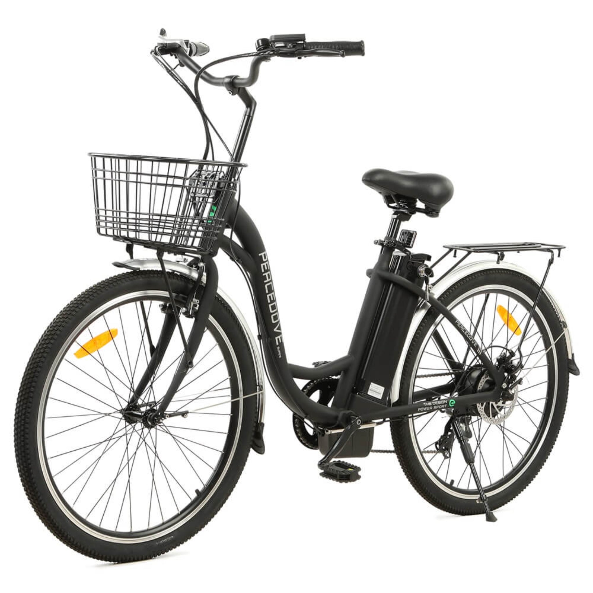 ECOTRIC - Peacedove Electric City Bike with Basket and Rear Rack 36V 350W 20MPH