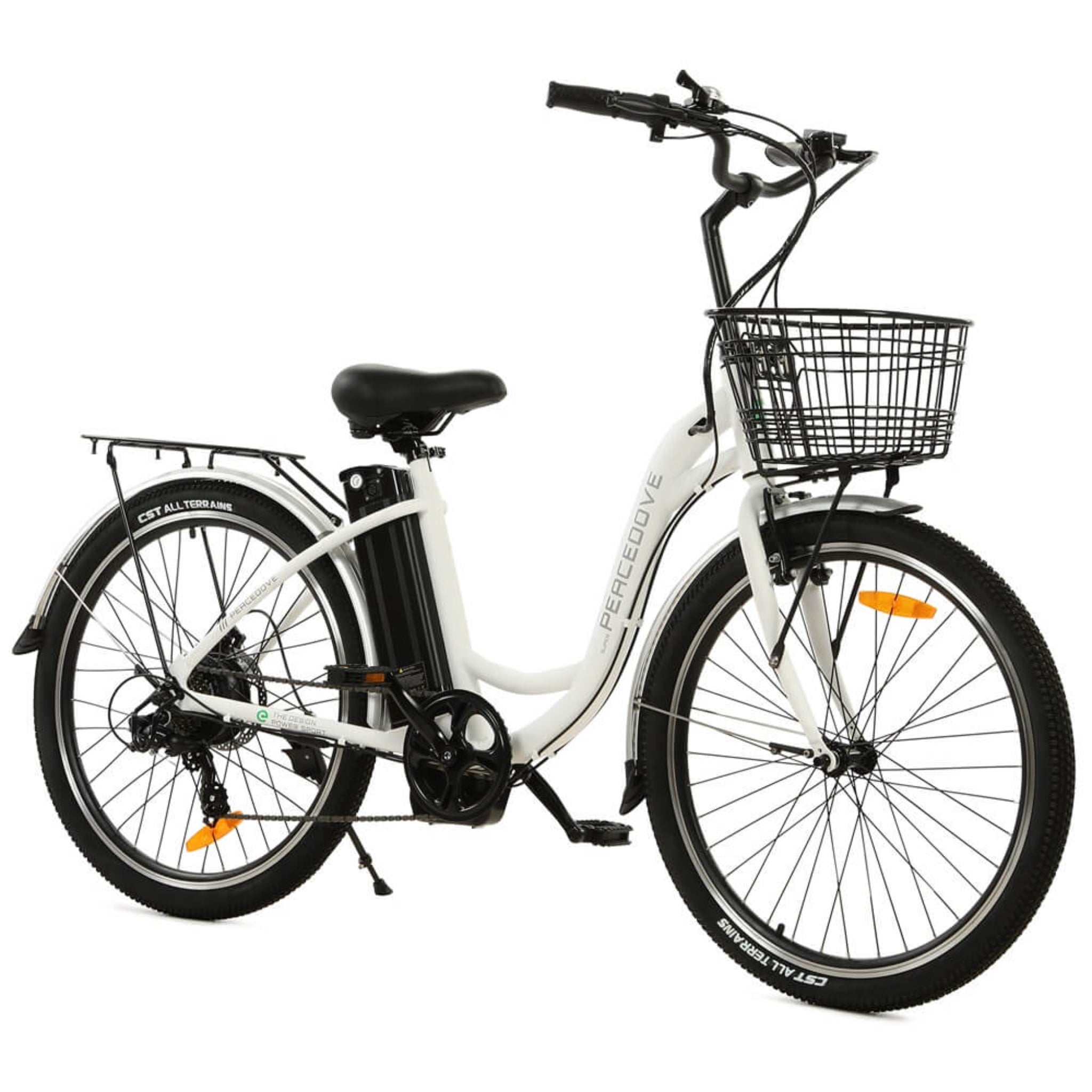 ECOTRIC - Peacedove Electric City Bike with Basket and Rear Rack 36V 350W 20MPH