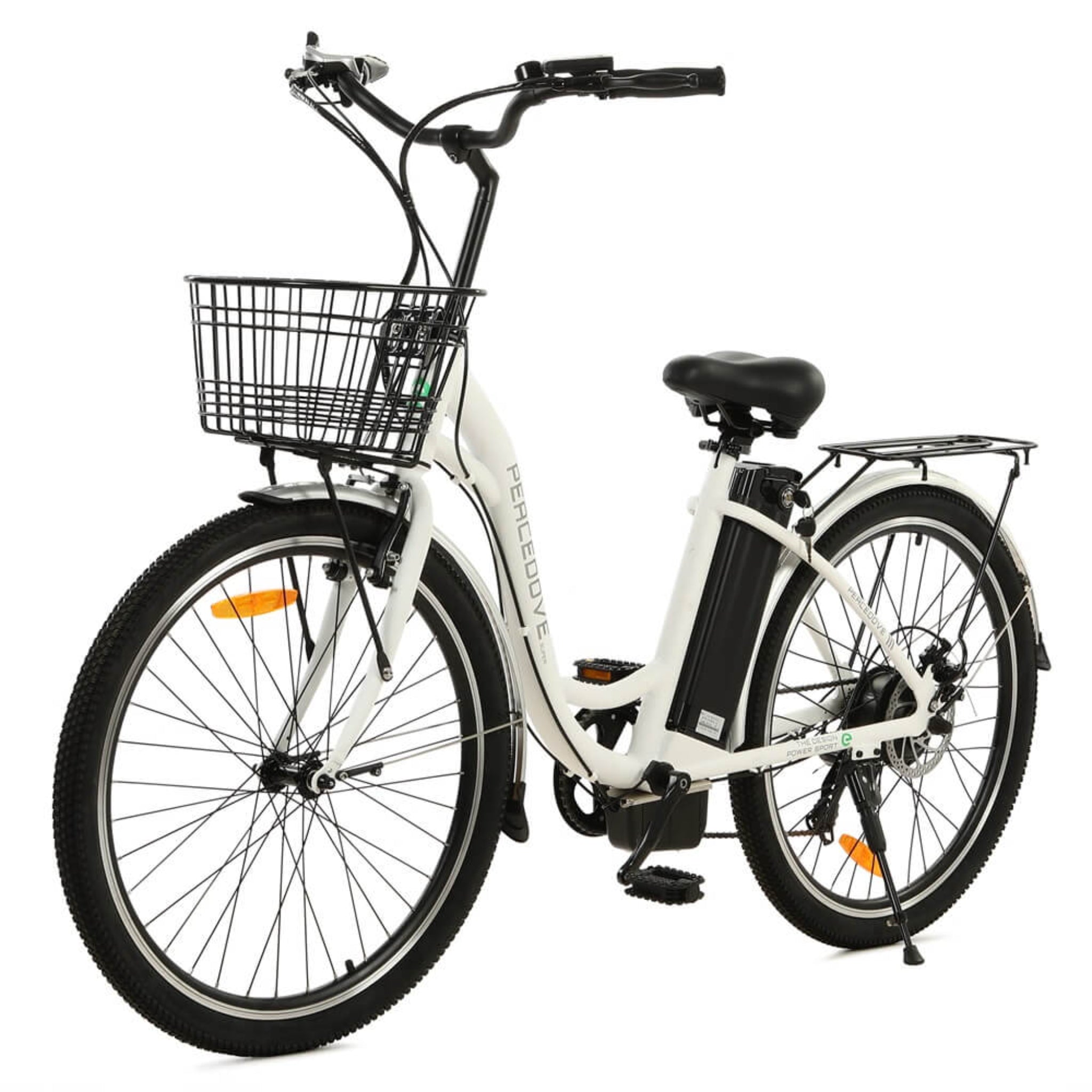 ECOTRIC - Peacedove Electric City Bike with Basket and Rear Rack 36V 350W 20MPH