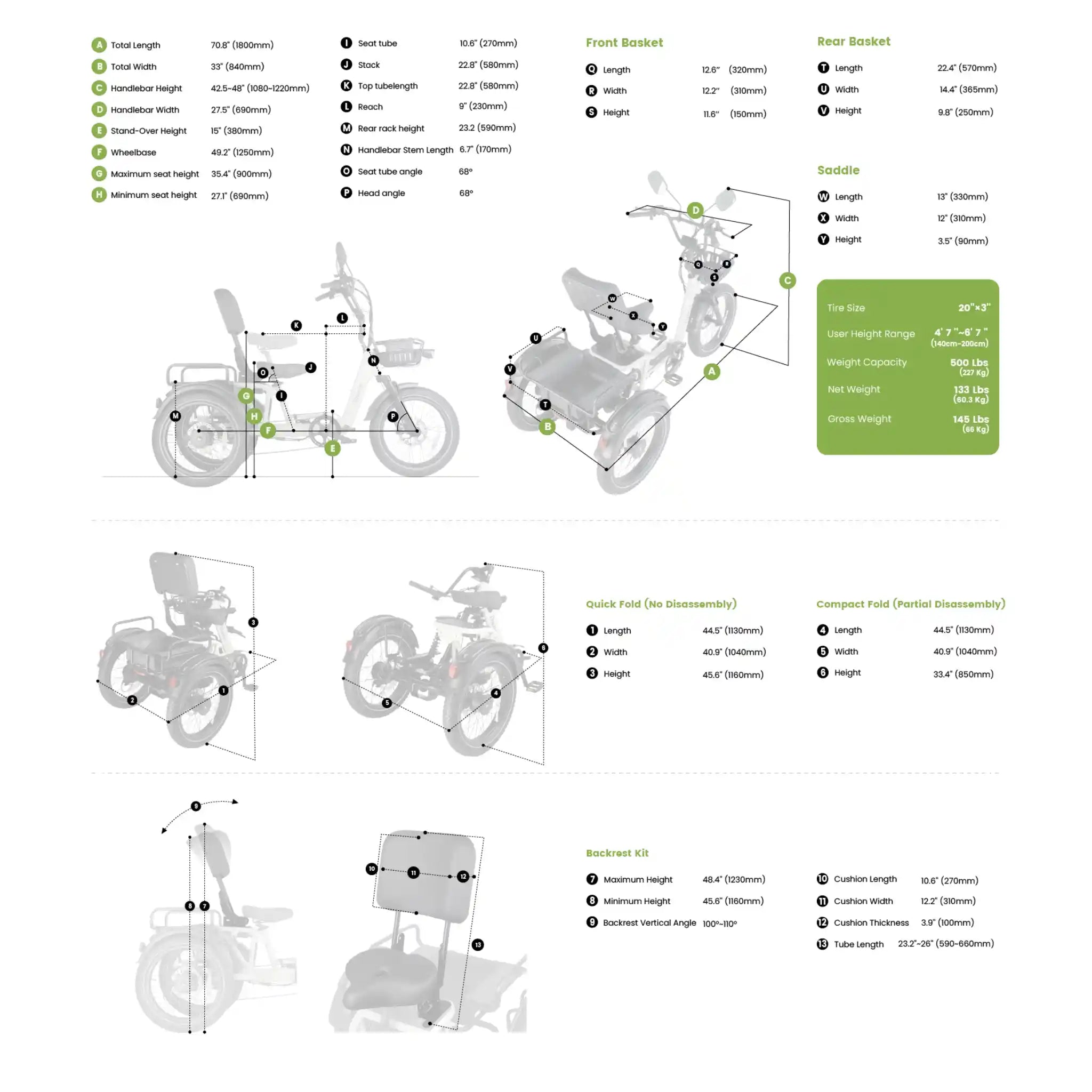 TINIOVER - River, Semi-Recumbent Full Suspension Electric Trike
