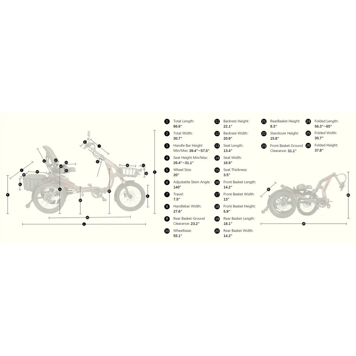 TINIOVER - Lake, Premium Semi-Recumbent Full Suspension Electric Trike