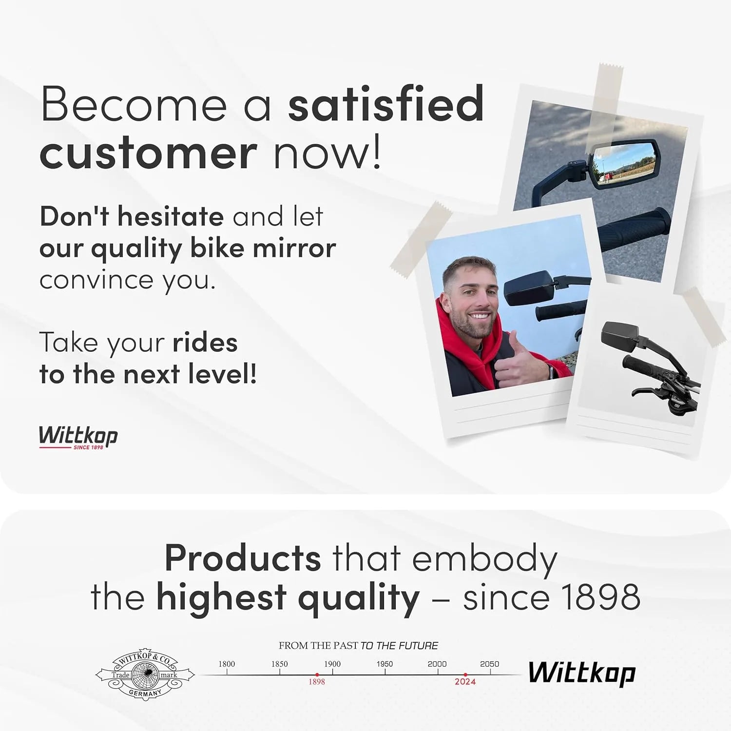 WITTKOP - Large HD 360° rotatable & foldable e-Bike mirror