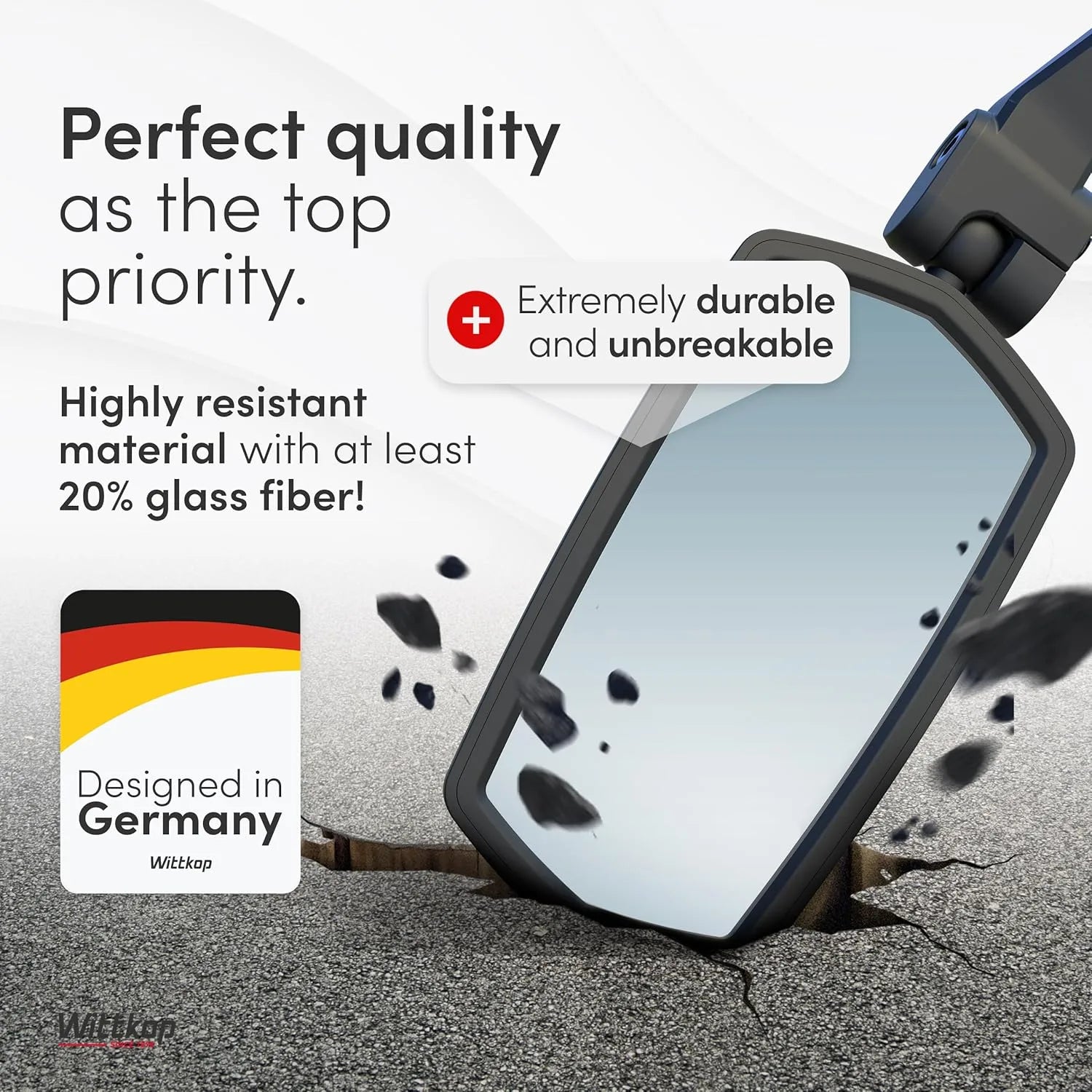 WITTKOP - Large HD 360° rotatable & foldable e-Bike mirror