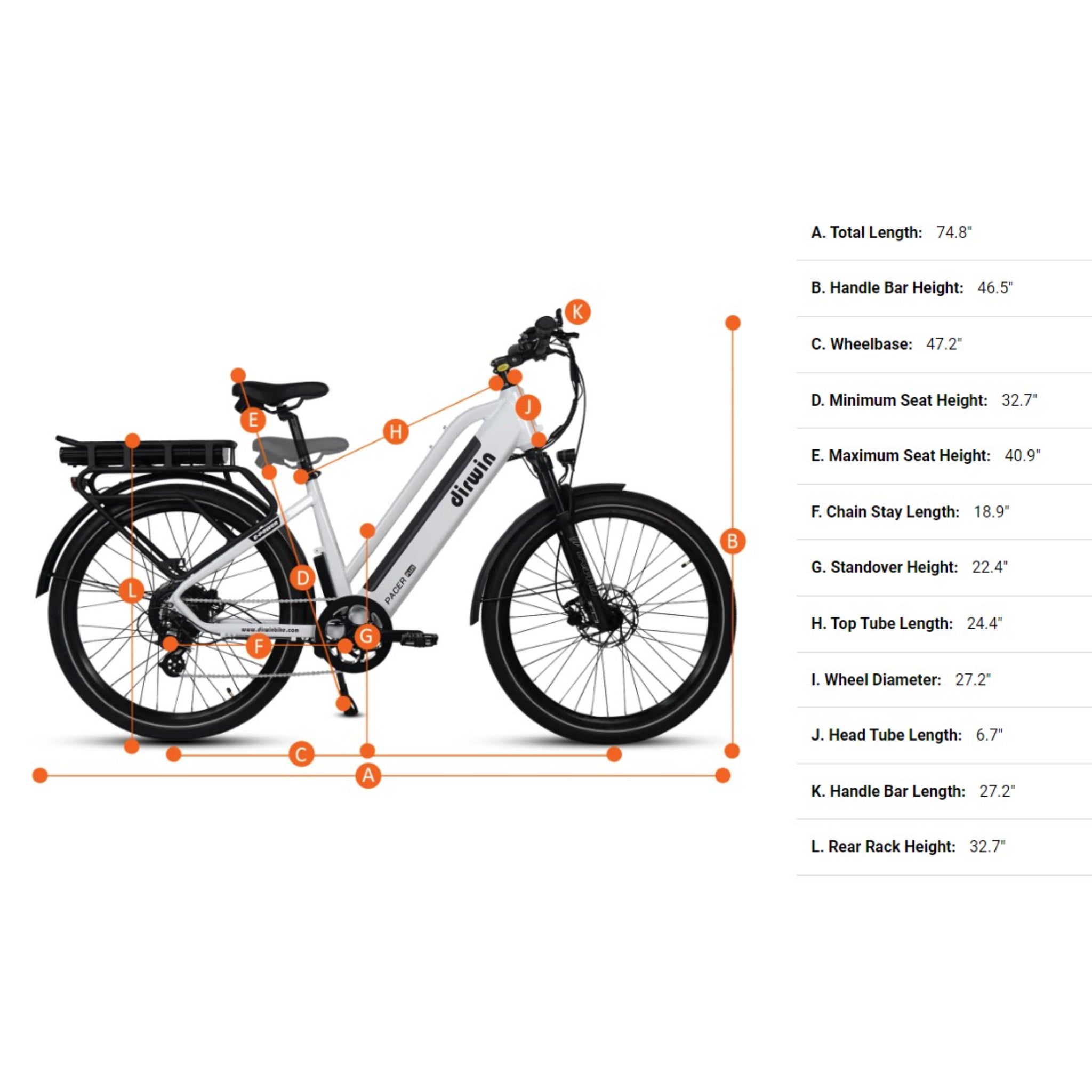 DIRWIN BIKE - Pacer Plus Electric Bike 48V 500W 28MPH