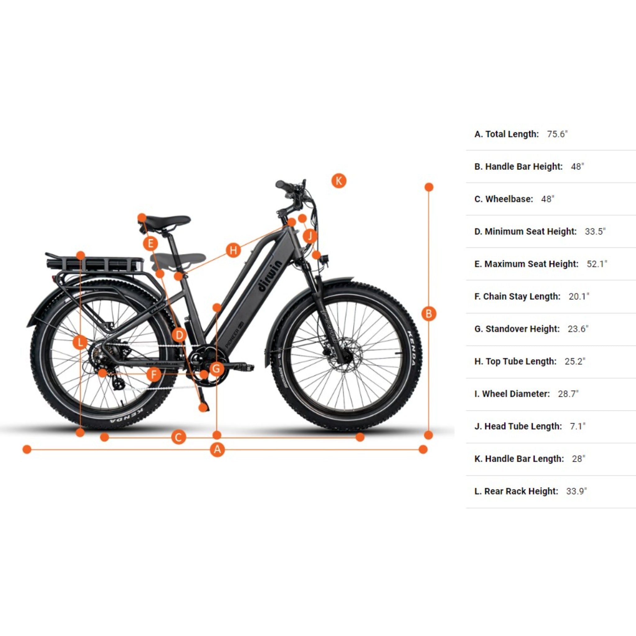 DIRWIN BIKE - Pioneer Plus Fat Tire Electric Bike 48V 750W 28MPH