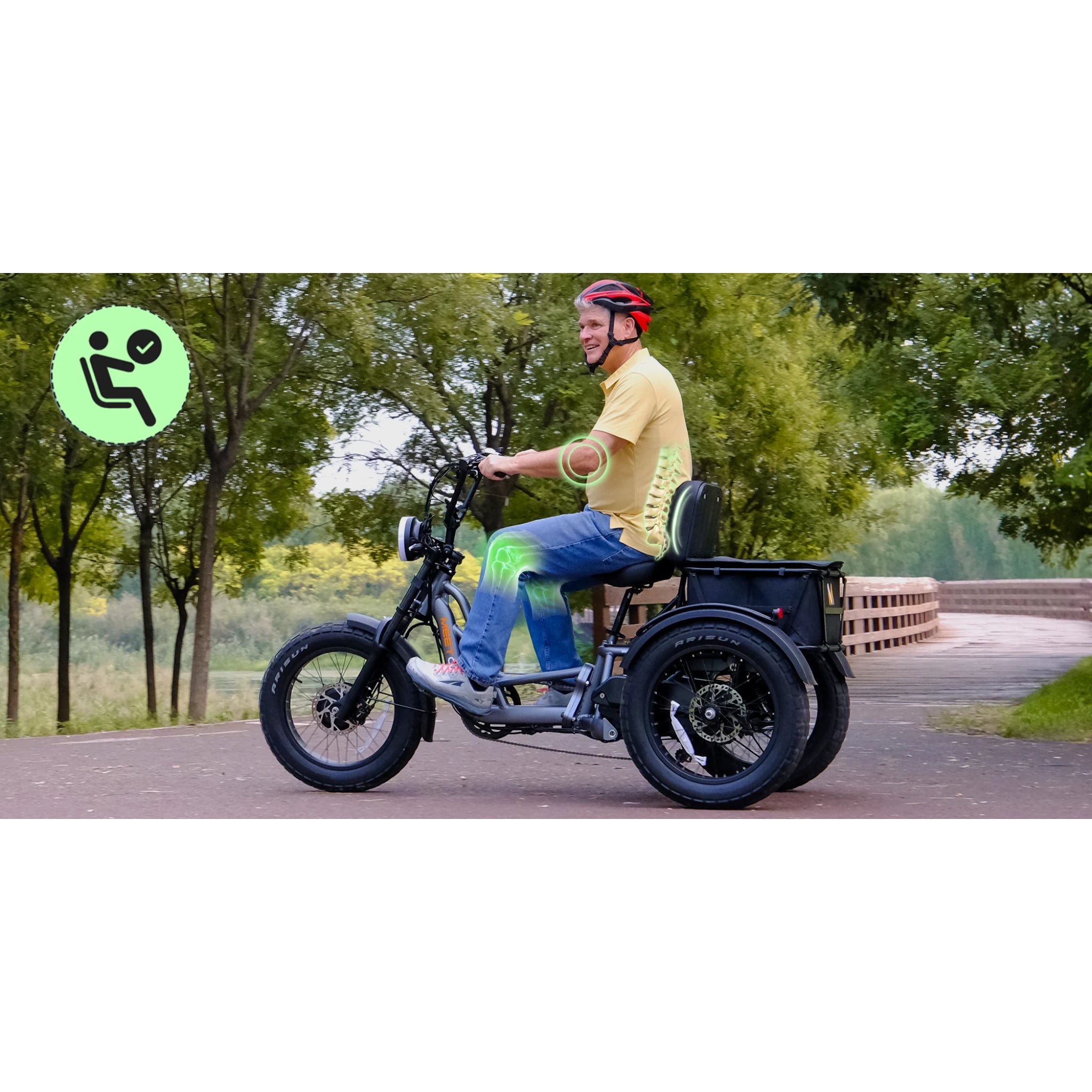 MEET ONE - Tour Lite, Full Suspension Electric Trike 20Ah/960Wh 22 MPH