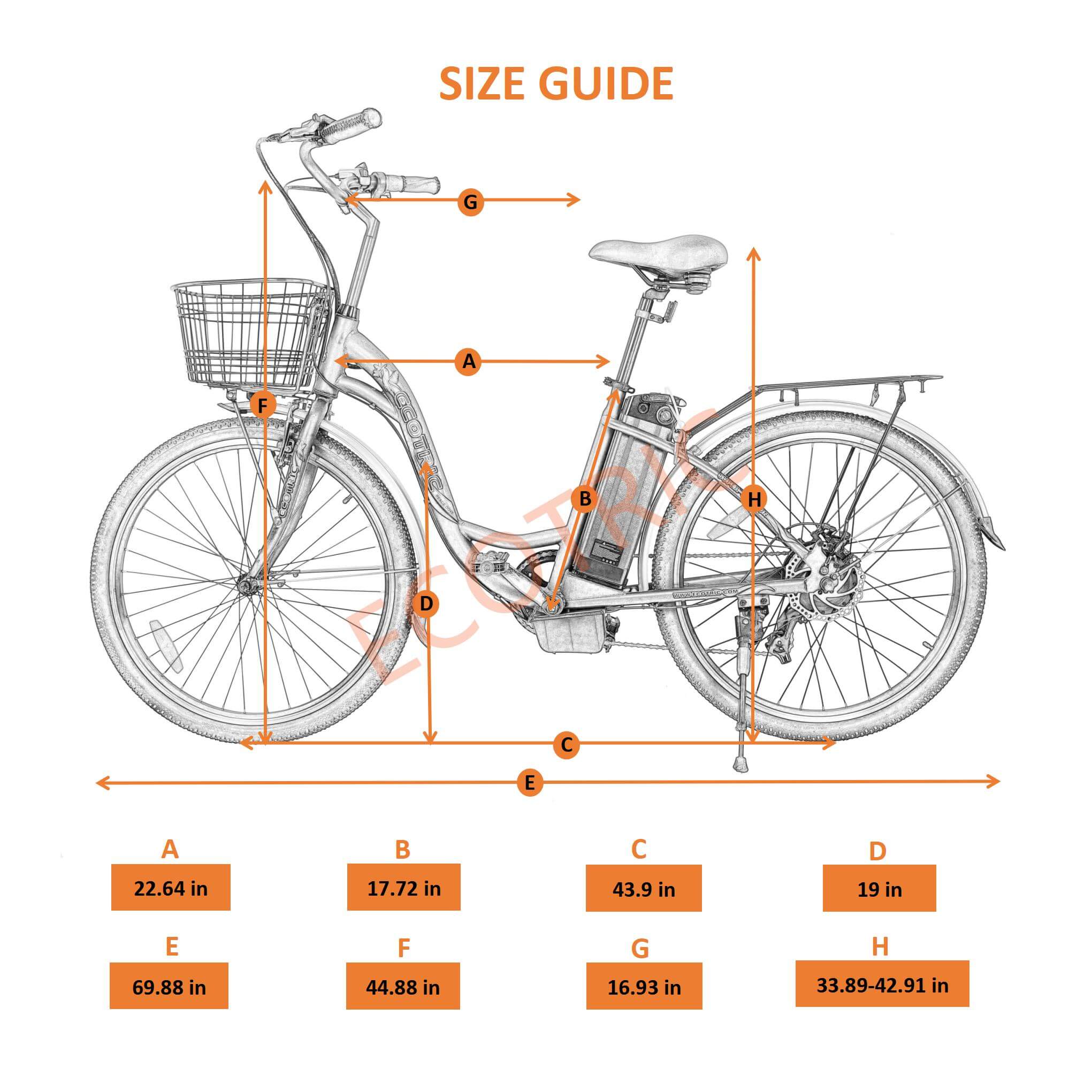 ECOTRIC - Peacedove Electric City Bike with Basket and Rear Rack 36V 350W 20MPH